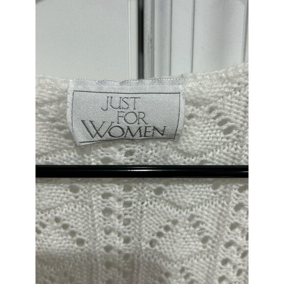Vintage Just For Women White Crochet Button-Up Cardigan Sweater Sz 1X - Picture 6 of 10